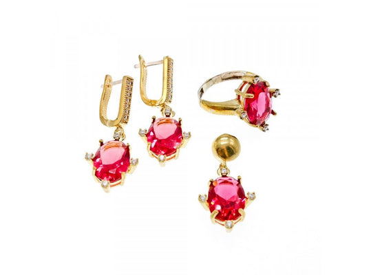 925 Sterling Silver Gold Plated Alpanite & CZ Set