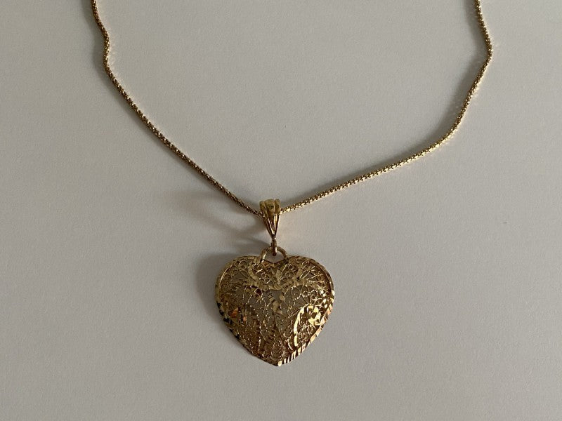 925 Sterling Silver Gold Plated "Openwork Heart" Chain With Pendant