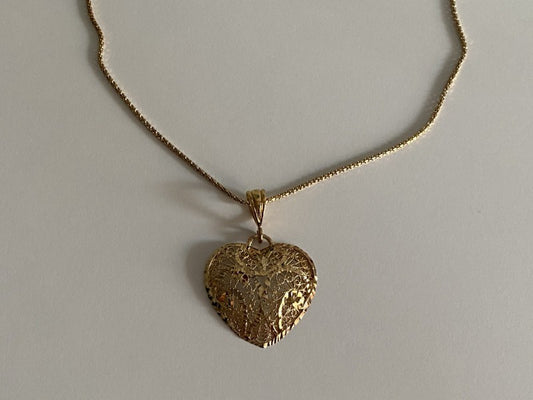 925 Sterling Silver Gold Plated "Openwork Heart" Chain With Pendant