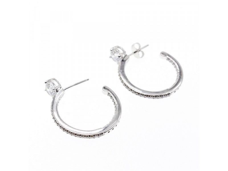 925 Sterling Silver CZ "Harmony" Hoop Earrings