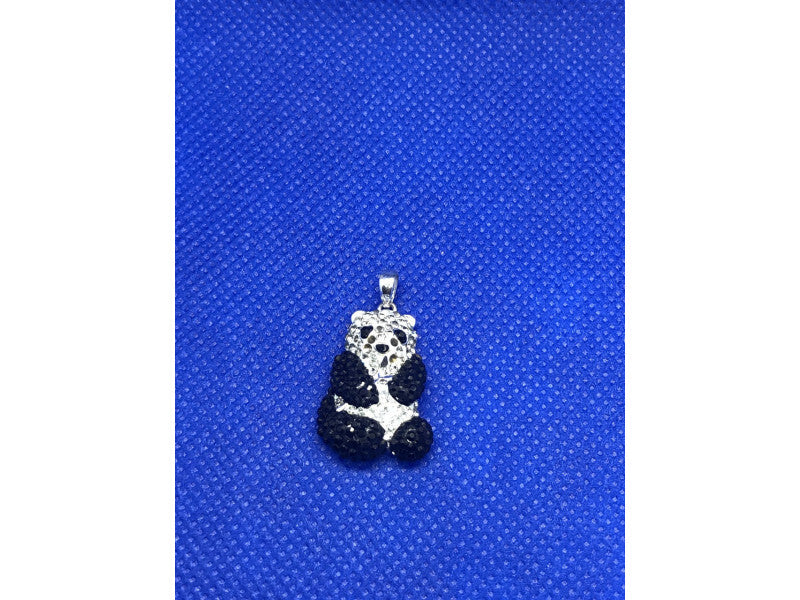 925 Sterling Silver Black & White CZ Panda Pendant