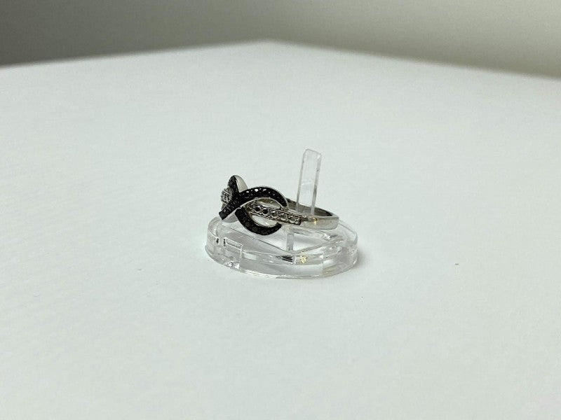 925 White & Blackened Sterling Silver Ring Size 7