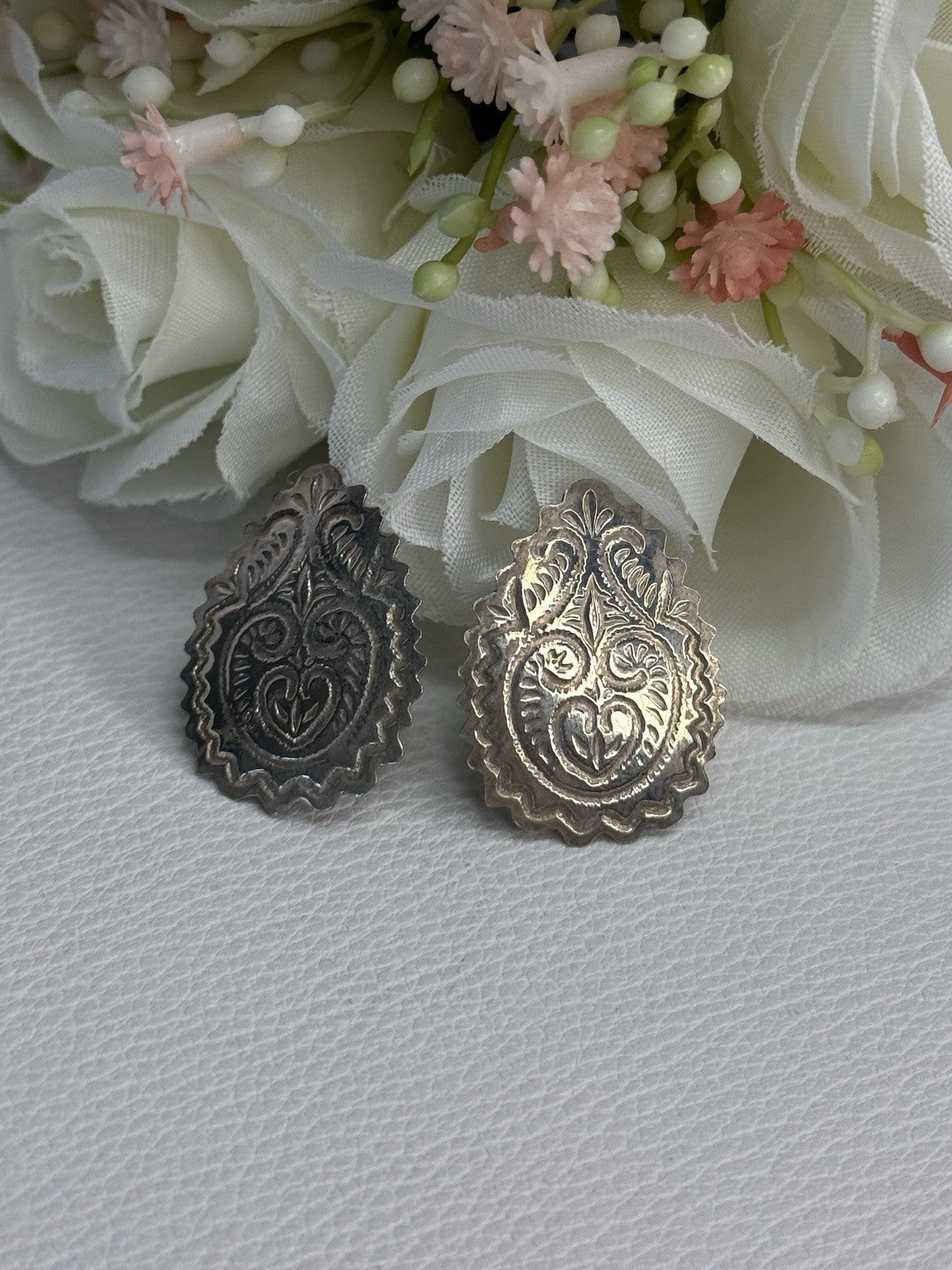 Vintage 925 Sterling Silver Earrings Length 0.95 Inch