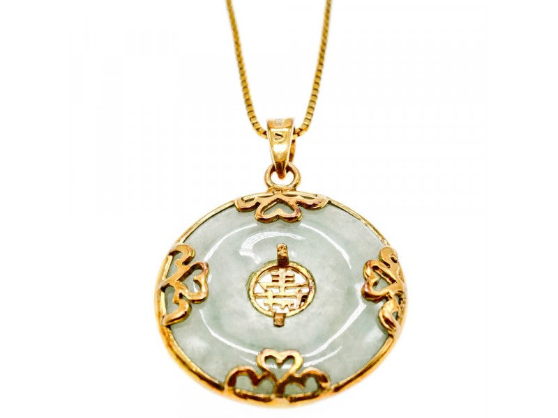 925 Sterling Silver Gold Plated Nephrite Chain With Pendant Italy