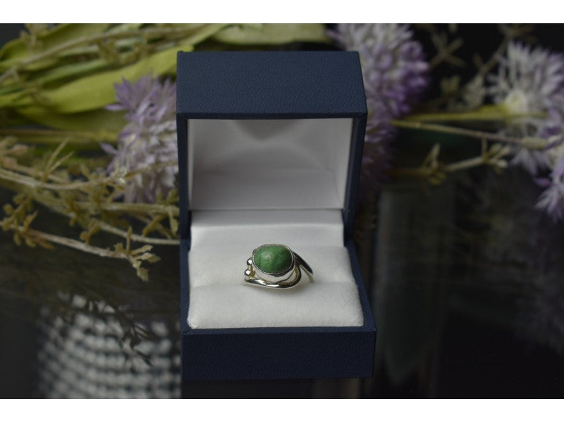 925 Sterling Silver Green Turquoise Ring Size 7.5 Mexico