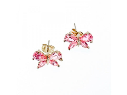 925 Sterling Silver Pink CZ "Butterfly" Stud Earrings Italy