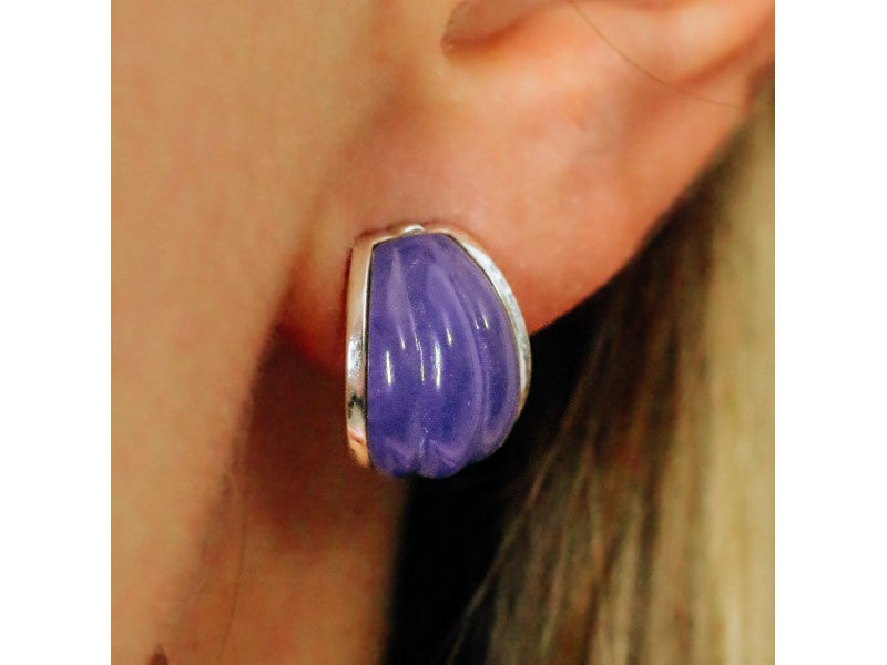 925 Sterling Silver Agate Stud Earrings