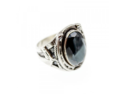 925 Sterling Silver Hematite Ring Size 8