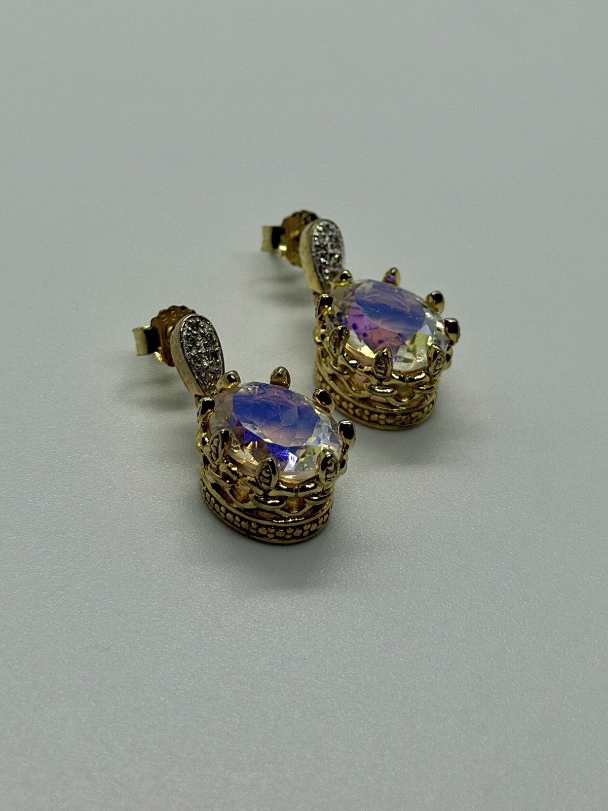 925 Sterling Silver Gold Plated Mystic Topaz Dangle Earrings