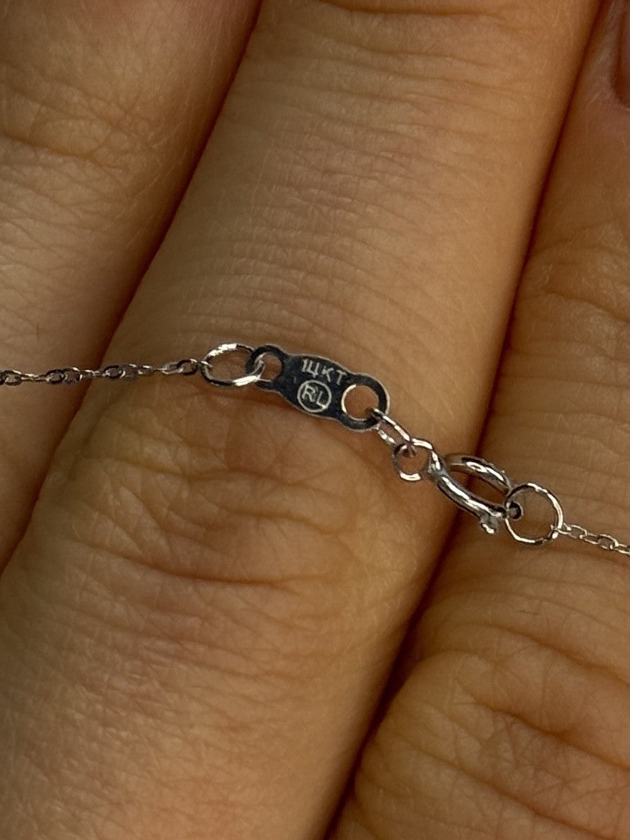 14K WHITE GOLD DIAMOND PENGUIN NECKLACE LENGTH 17 INCH