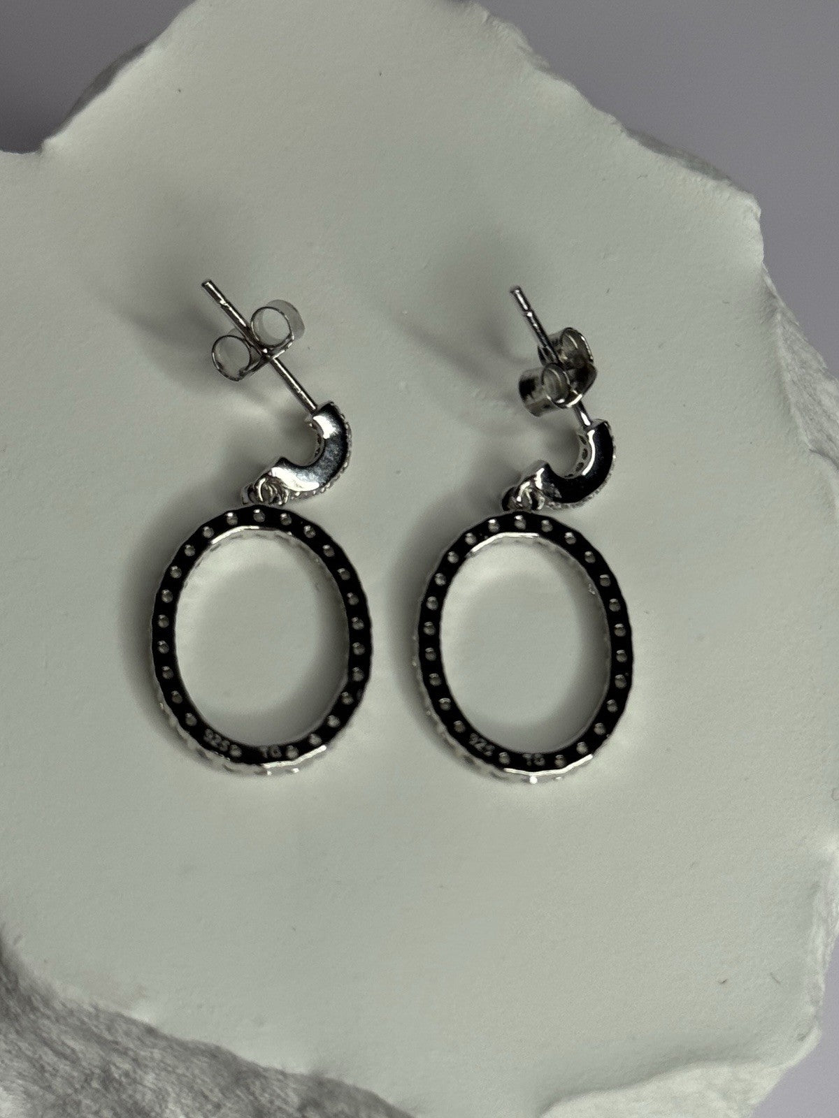 925 Sterling Silver Elegant CZ Earrings Length 1 Inch