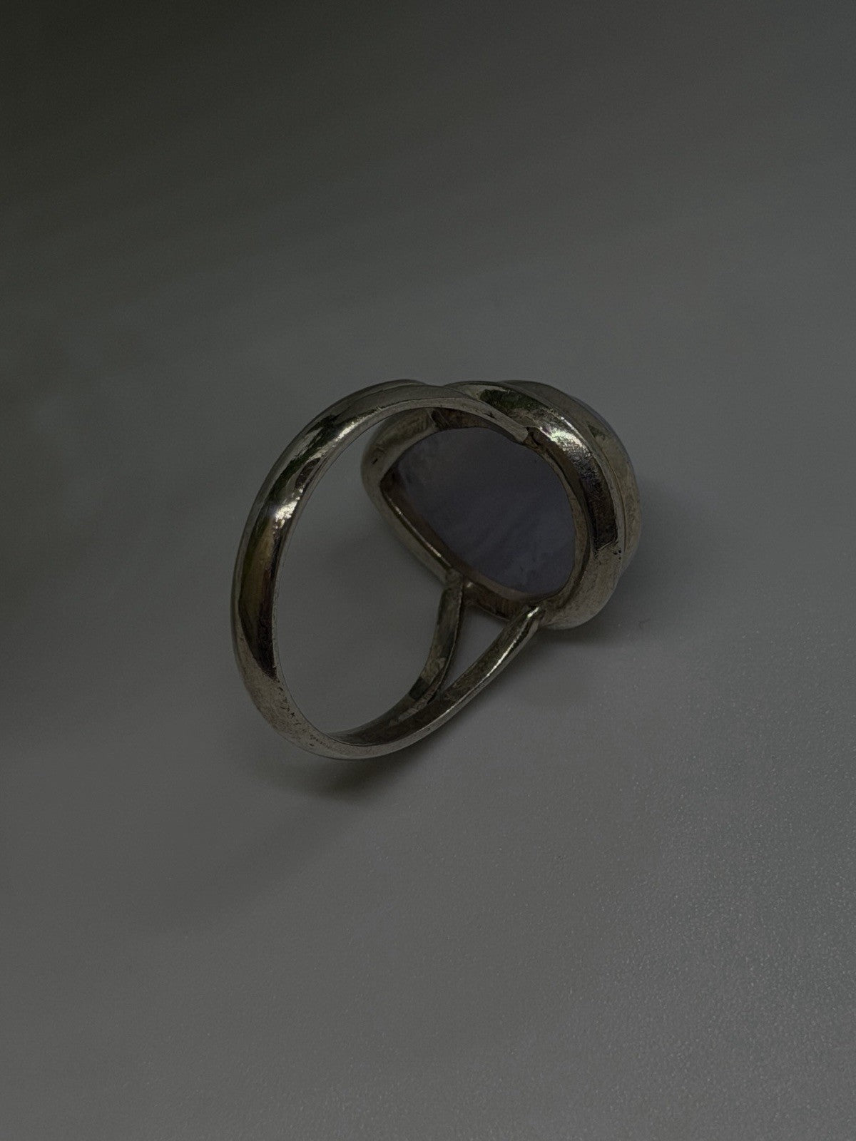 925 Sterling Silver Pear-Shaped Blue Lace Agate Ring Size 7.5