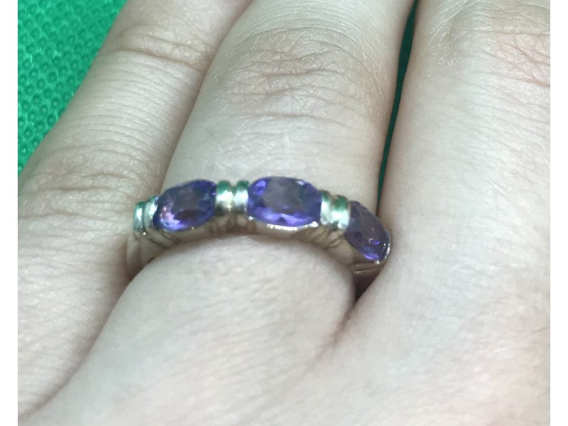 925 Sterling Silver Amethyst Ring Size 6.5