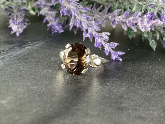 925 Sterling Silver Hessonite Ring Size 6.5