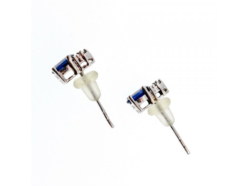 10K White Gold London Blue Topaz & Diamonds Earrings