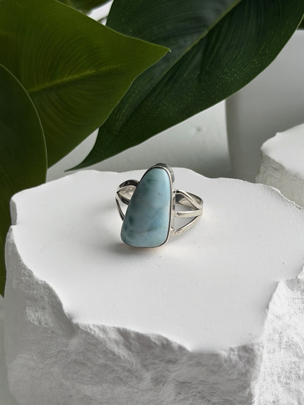 925 Sterling Silver Larimar Ring Size 8.5