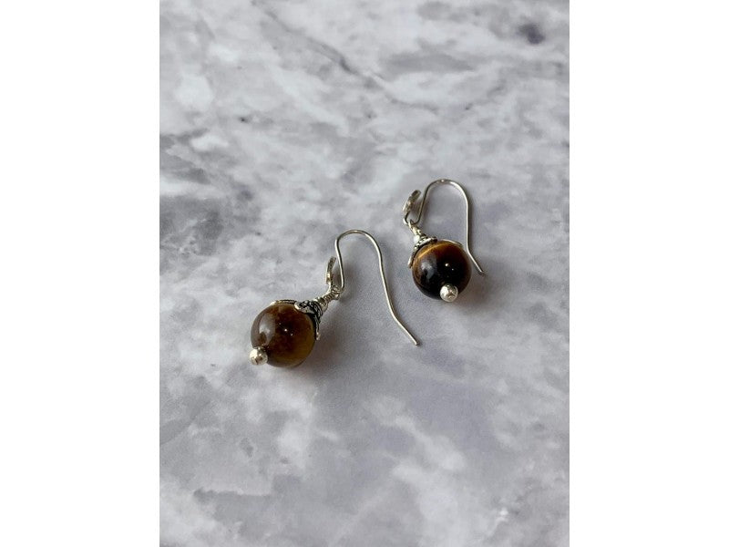 Vintage 925 Sterling Silver Agate Earrings