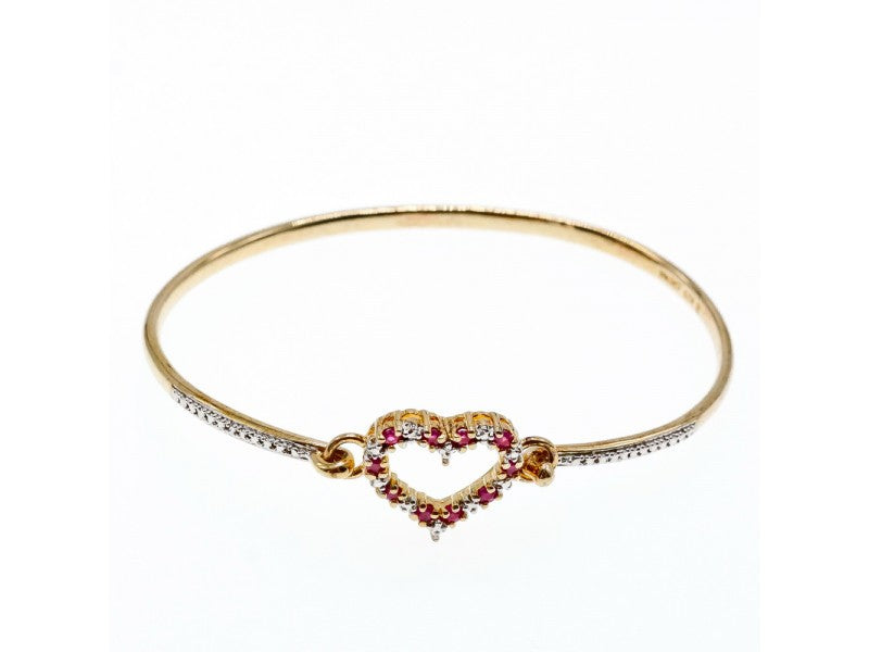 925 Sterling Silver Gold Plated Pink Topaz "Heart" Bracelet