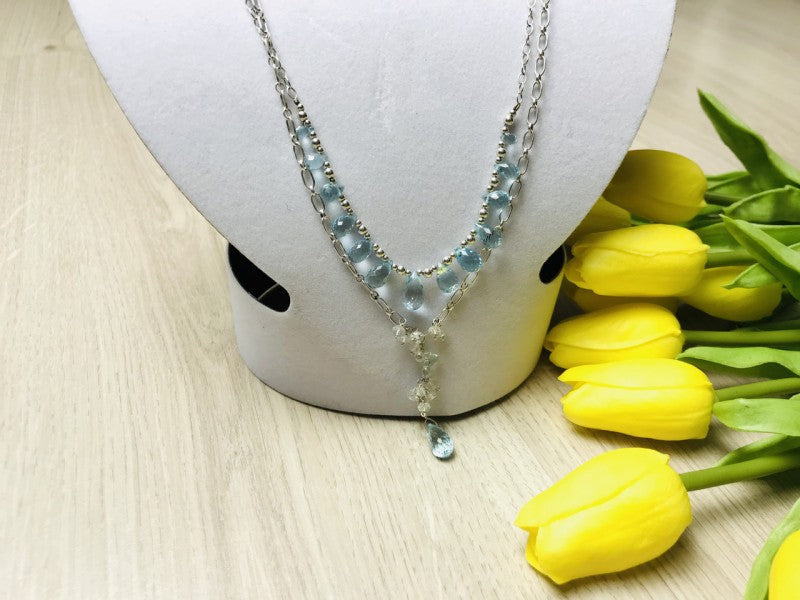 925 Sterling Silver Blue Jadeite Necklace