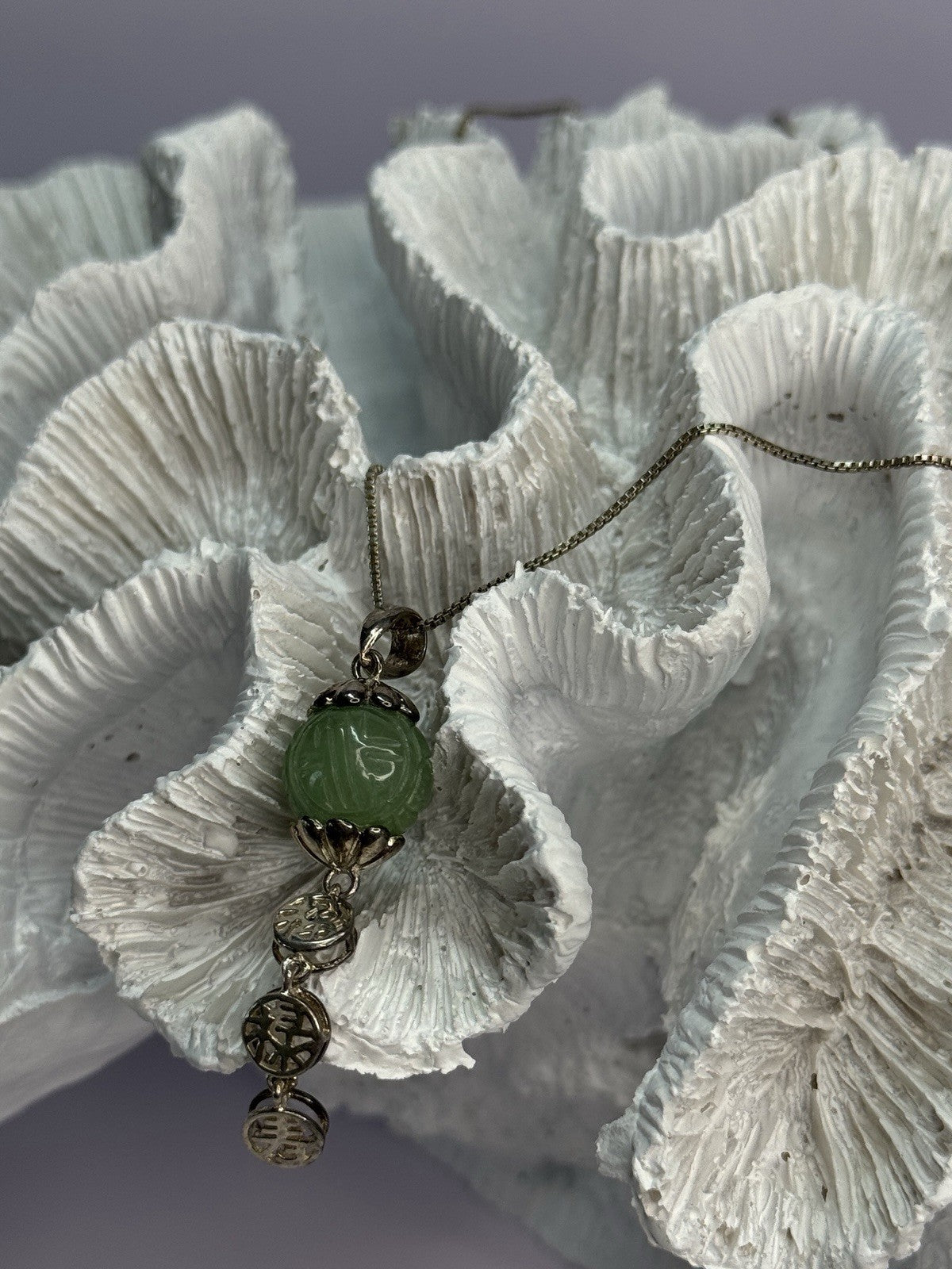 925 Sterling Silver Jadeite Necklace Length 18 Inch