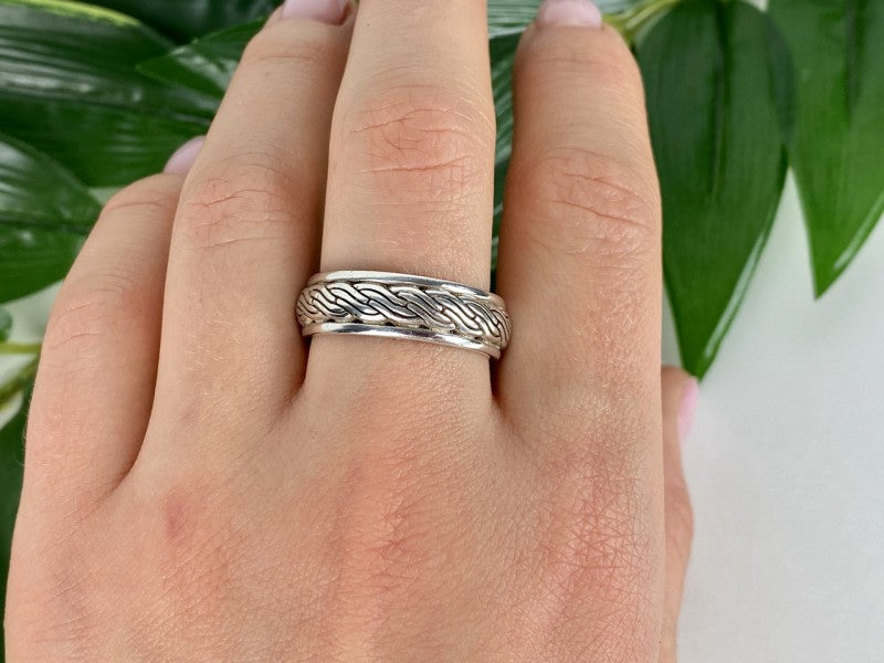 Men'S 925 Sterling Silver Band Ring Size 12.5