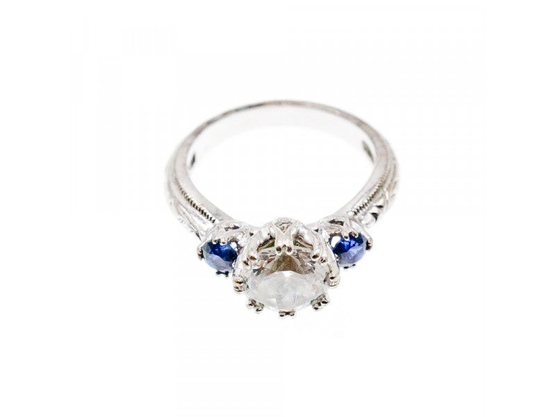 925 Sterling Silver Blue & White CZ Ring Size 6.5