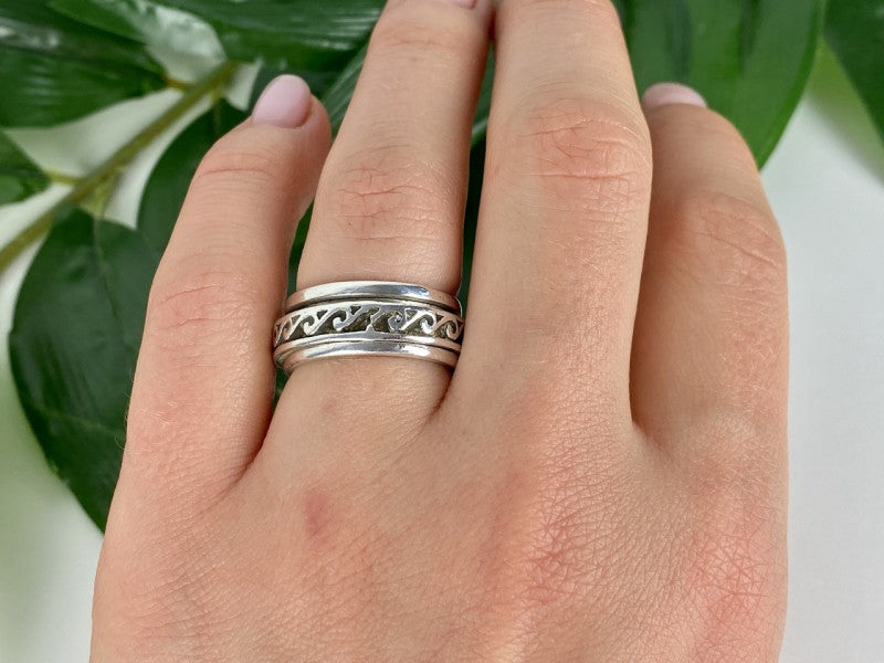 Vintage 925 Sterling Silver Spinner Band Ring Size 6.75