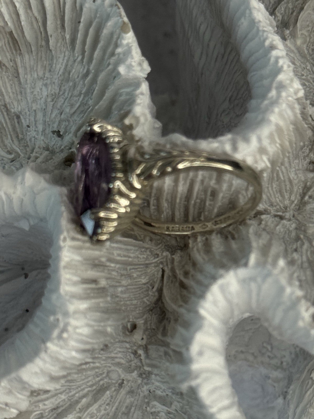 Kabana 925 Sterling Silver Amethyst Ring Size 5