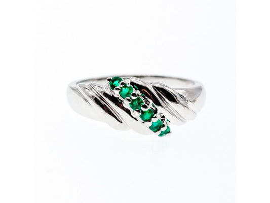 925 Sterling Silver Green CZ Ring Size 10.5