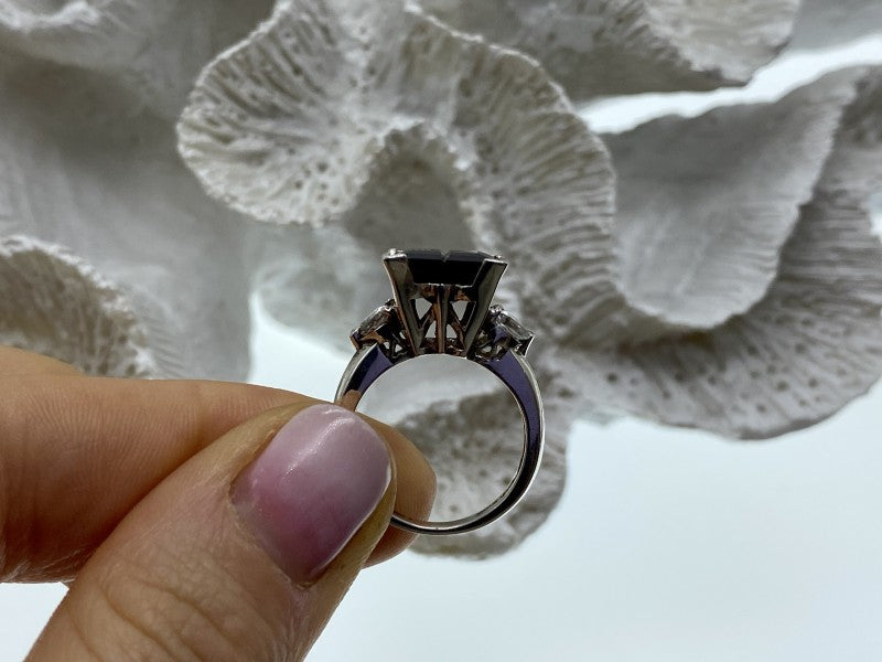925 Sterling Silver Spessartine & Goshenite Ring Size 6.5
