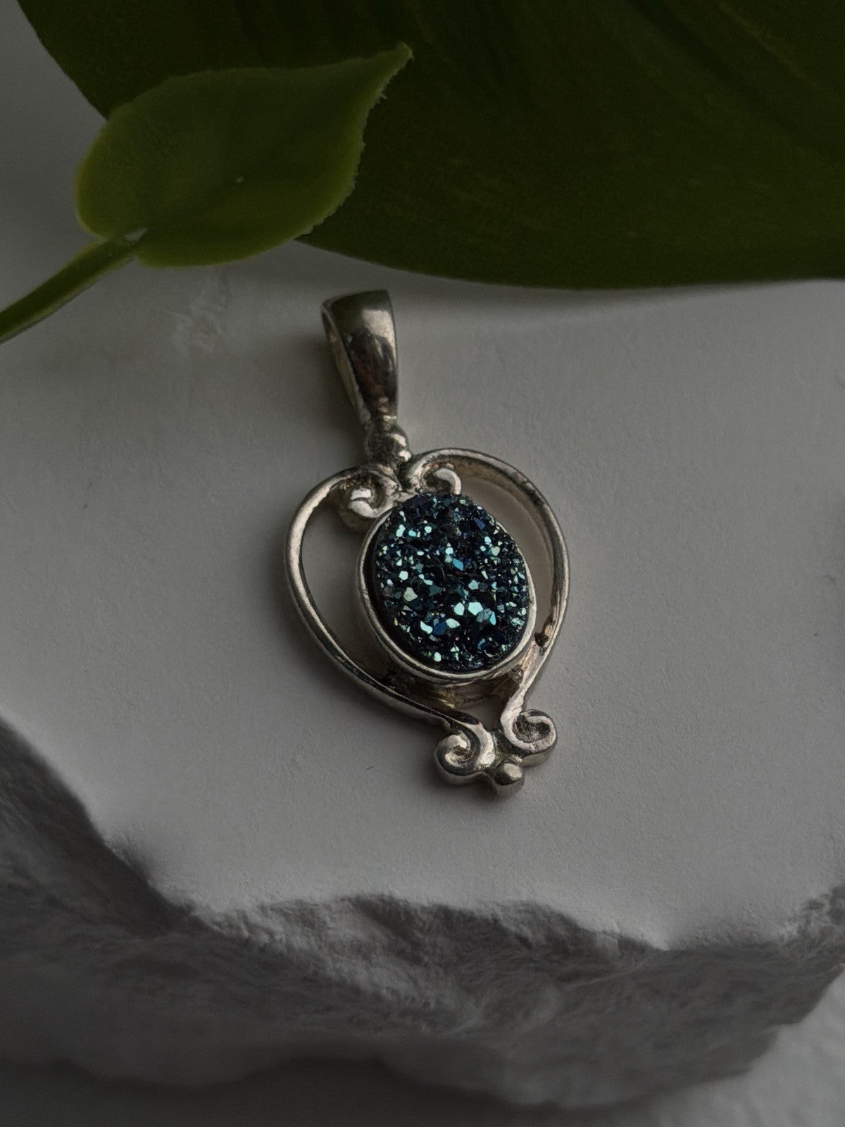 Sajen 925 Sterling Silver Blue Marcasite Artisan Pendant