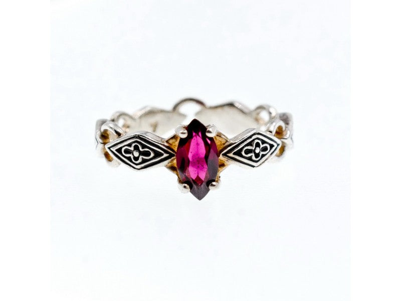 925 Sterling Silver Almandine Ring Size 7