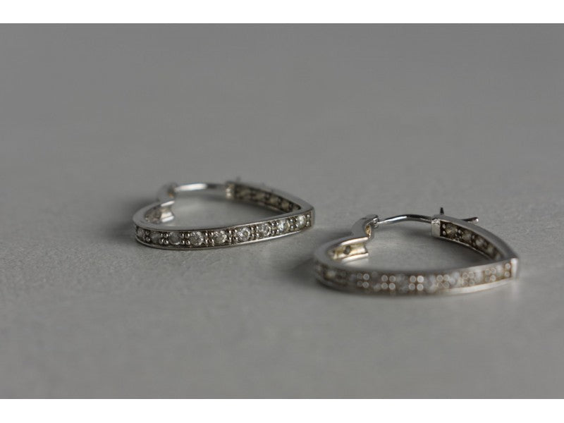 925 Sterling Silver White CZ "Hearts" Earrings