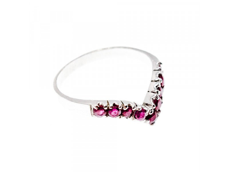925 Sterling Silver Pink Topaz Ring Size 8
