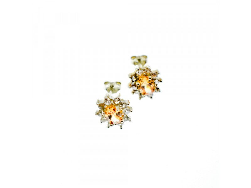 925 Sterling Silver Citrine & CZ "Spring Flowers" Earrings