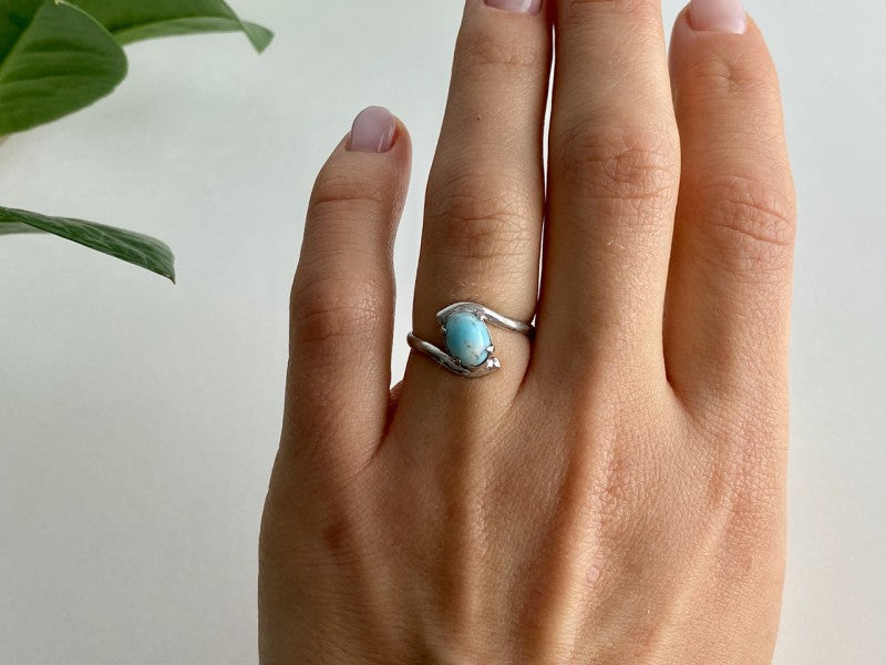 Vintage 925 Sterling Silver Larimar Ring Size 6.5