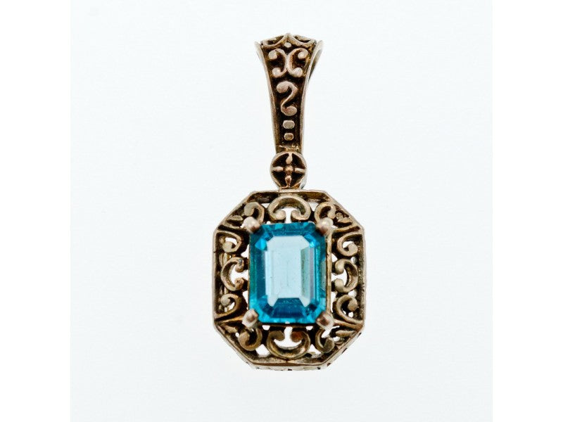 925 Sterling Silver Blue Topaz Pendant