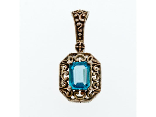 925 Sterling Silver Blue Topaz Pendant