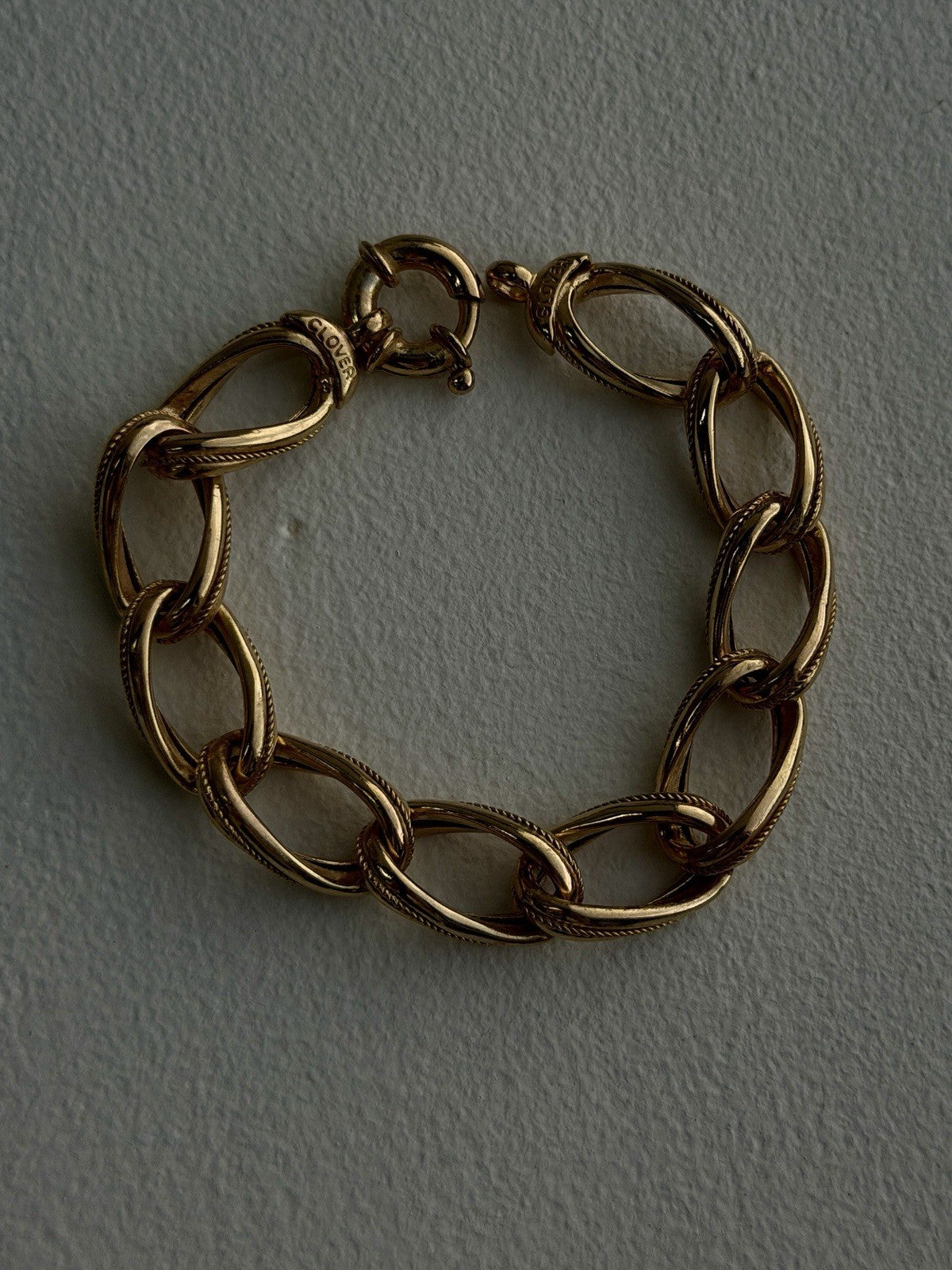 Clover Italy 925 Sterling Silver Gold Plated Bracelet 7.5