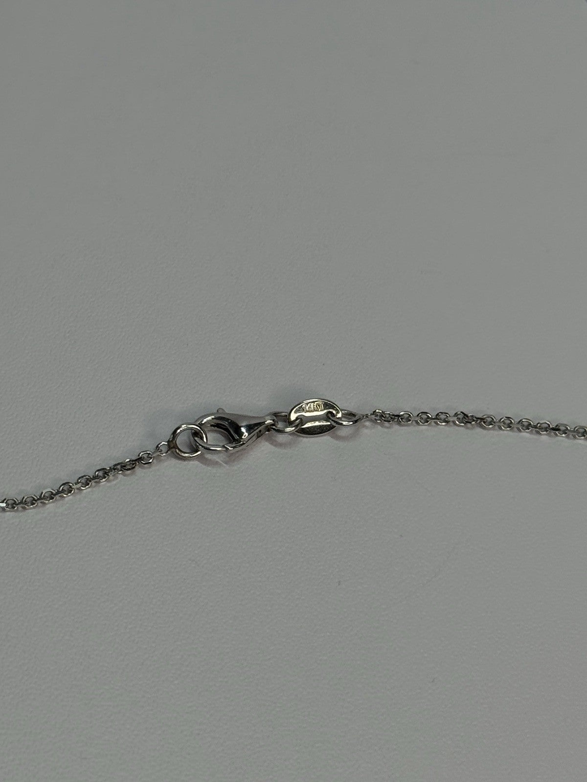 14K WHITE GOLD HESSONITE & DIAMOND NECKLACE LENGTH 18 INCH