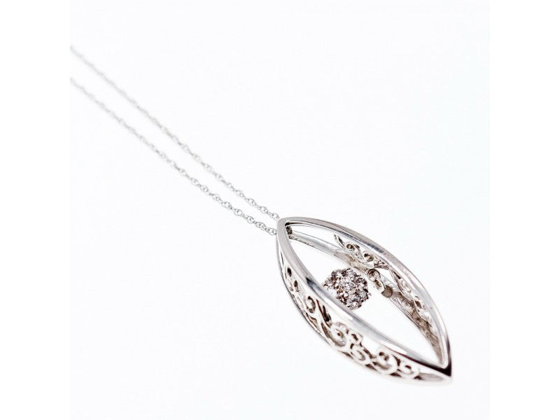 10K White Gold Diamonds Chain With Pendant