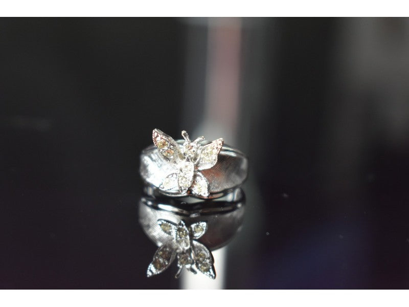 925 Sterling Silver CZ "Butterfly" Ring Size 9