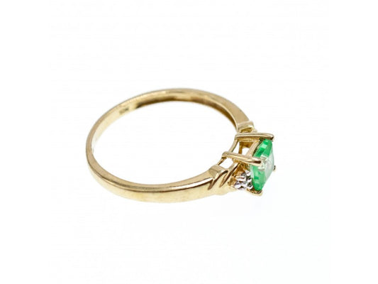 10K Yellow Gold Tsavorite & Diamonds Ring Size 6.25