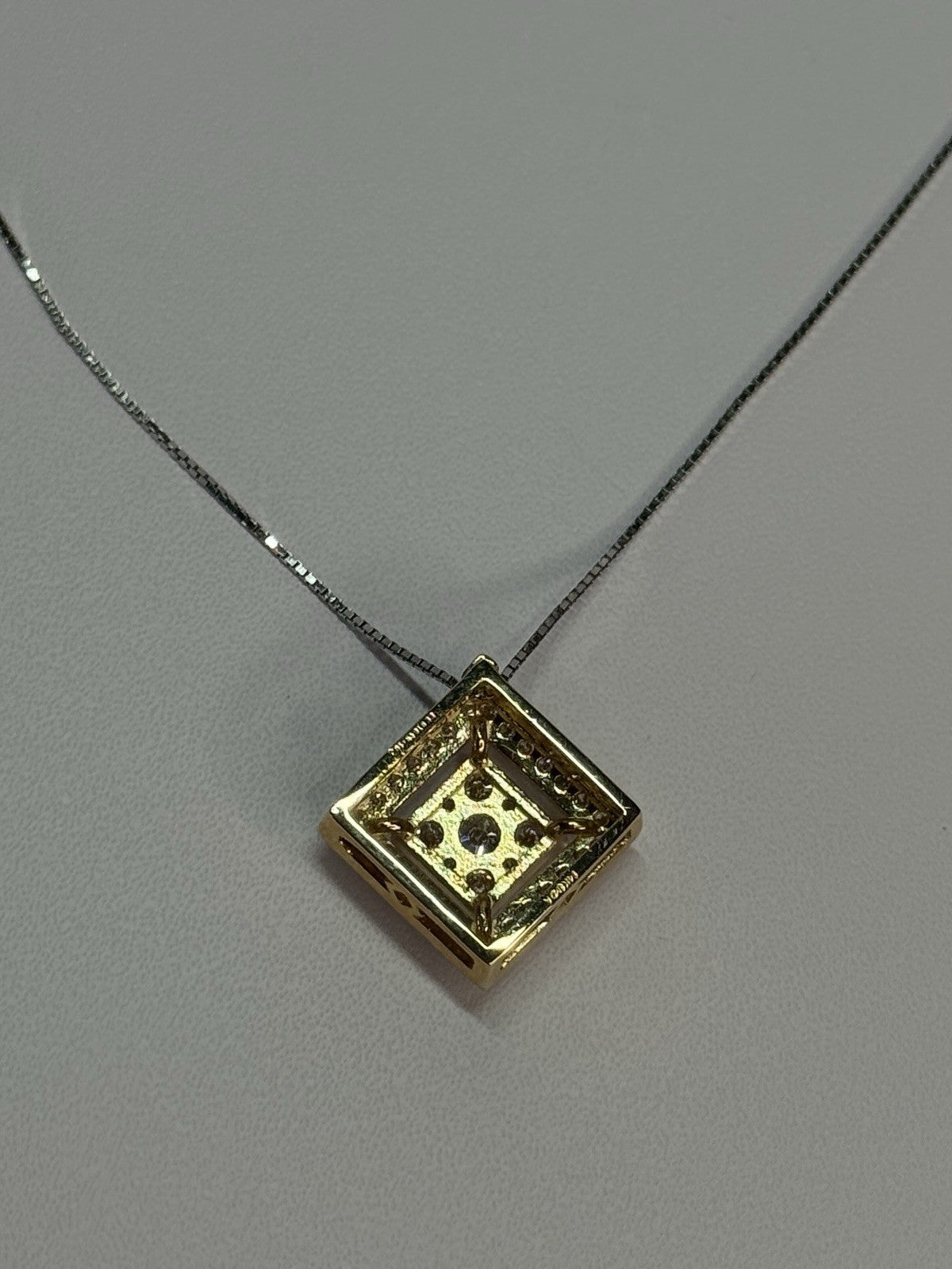 14K YELLOW WHITE GOLD CZ NECKLACE LENGTH 18 INCH