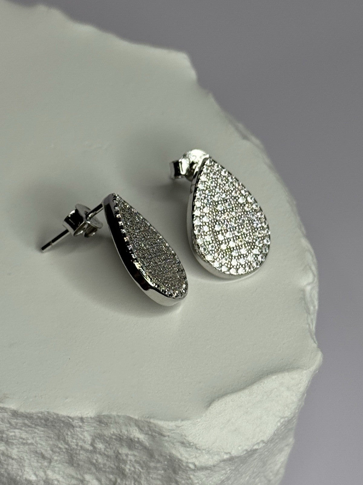 925 Sterling Silver Drop CZ Earrings Length 0.65 Inch