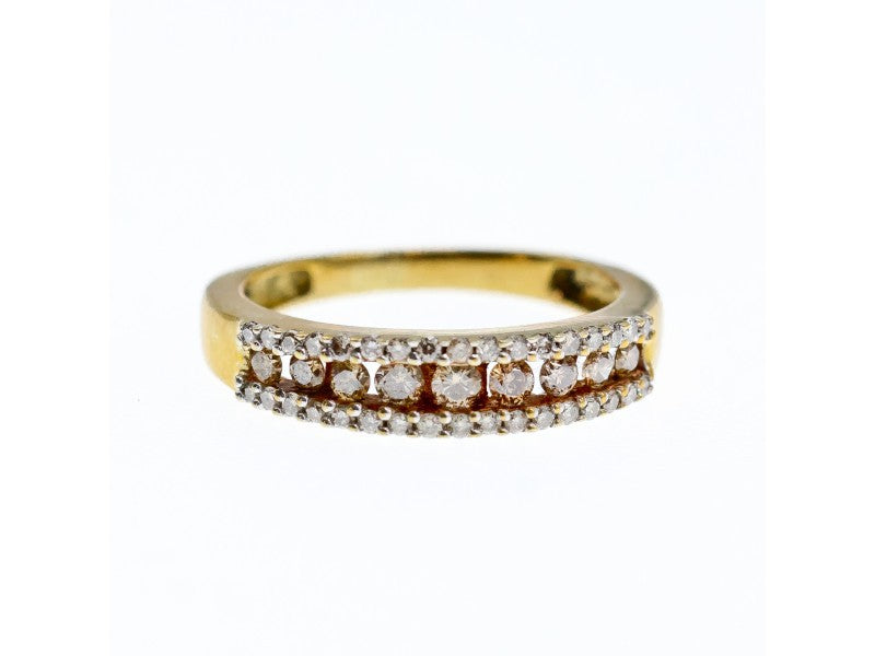 10K Yellow Gold White Sapphire & Diamonds Ring Size 8