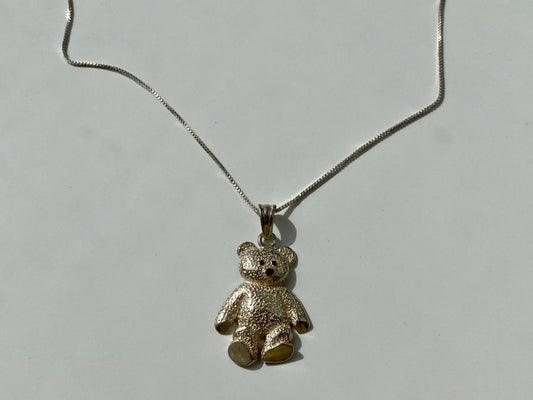 925 Sterling Silver "Bear" Chain With Pendant Italy