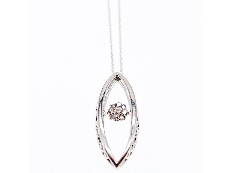 10K White Gold Diamonds Chain With Pendant