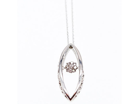 10K White Gold Diamonds Chain With Pendant