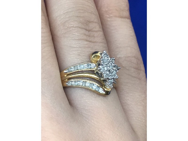 925 Sterling Silver Gold Plated CZ Ring Size 7